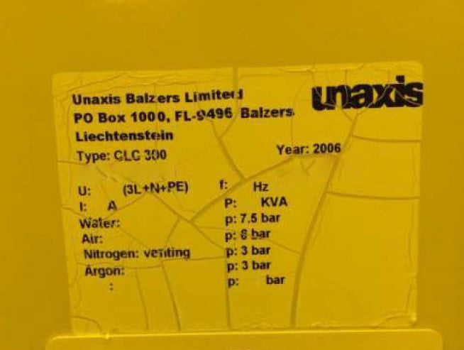 Oerlikon Balzers Clusterline 300 PVD Sputter (Physical Vapor Deposition)