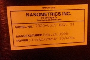 Nanometrics-8300 X-Film Thickness Analyzer-43555 For Sale