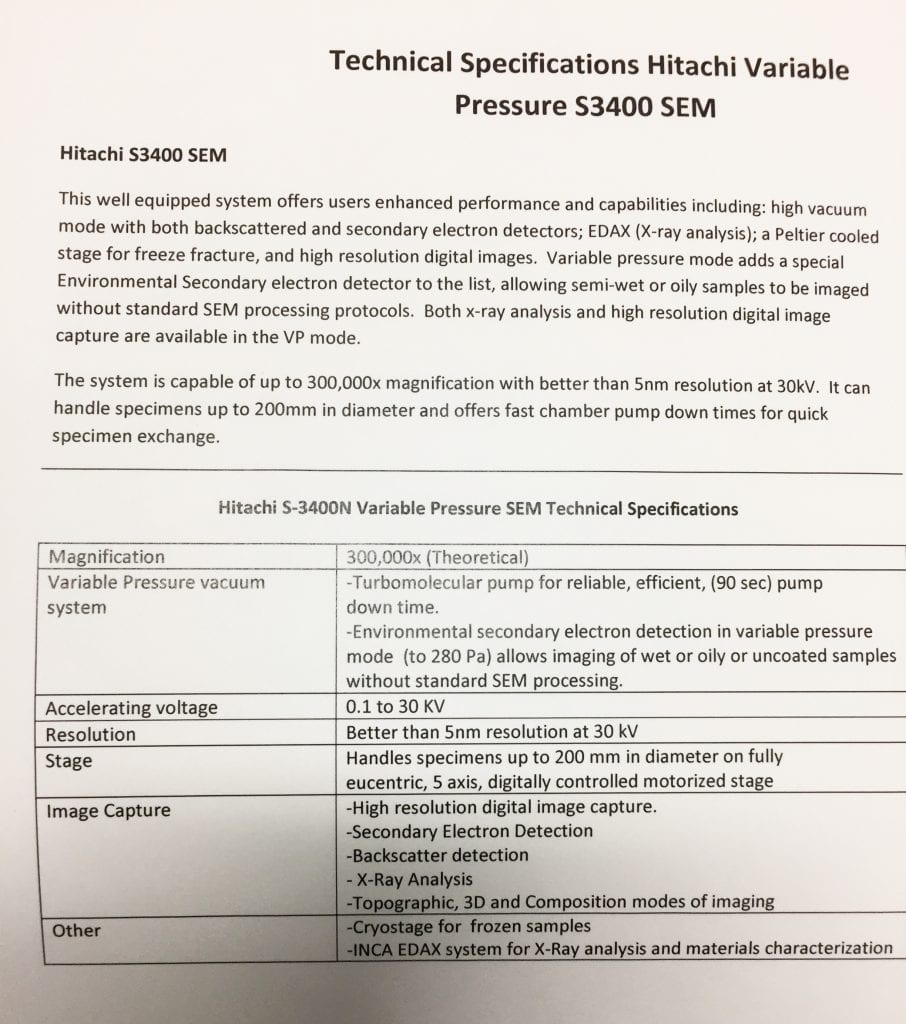 Buy Hitachi-S-3400 N-Variable Pressure SEM-44539 Online