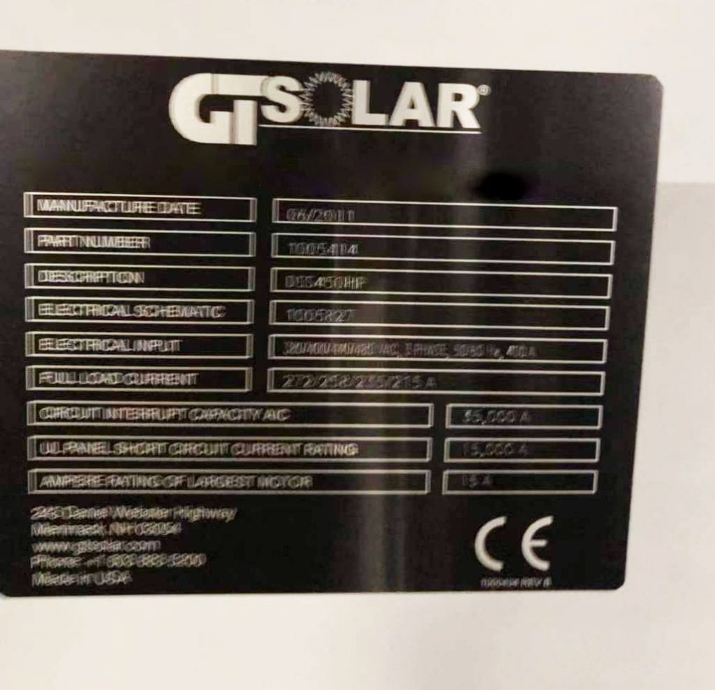 GT Solar-DSS 450 HP-Ingot Casting Furnace-48662 Image 5