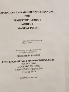 Penn Engineering-Pemserter Series 4-Manual Press-49986 Refurbished