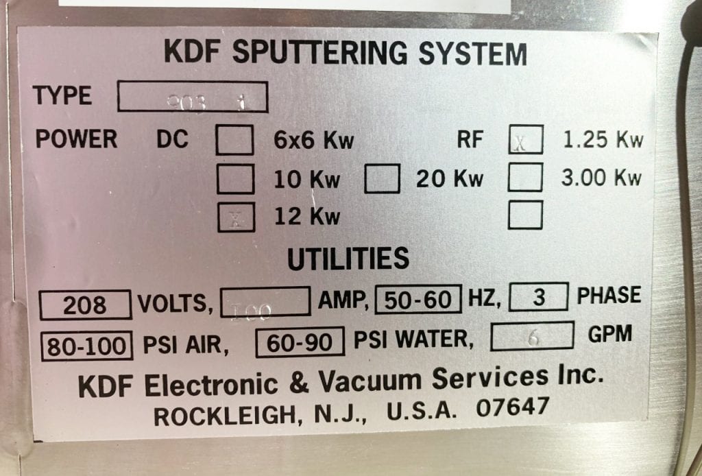 KDF-903 iX-Sputtering Machine-49667 For Sale Online