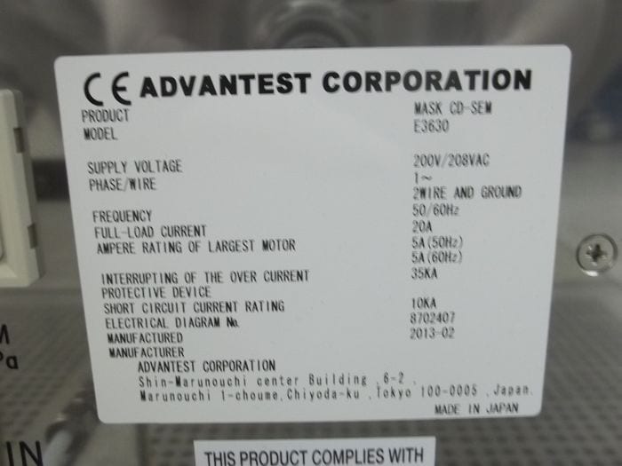Advantest-E 3630-Photomask CD SEM-52609 For Sale