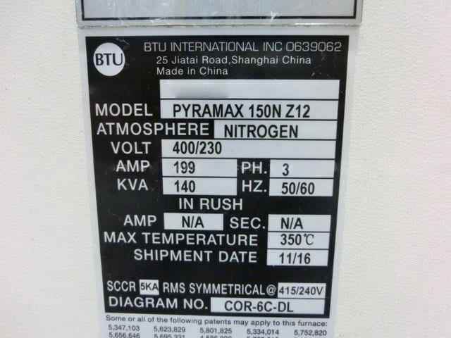 Ask BTU-Pyramax 150 N Z 12-Dual Lane Reflow Oven-54614