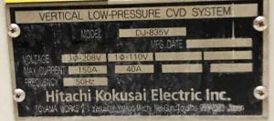 Check out Hitachi Kokusai-Vertron V DJ-835 V-Vertical LPCVD Furnace-55351