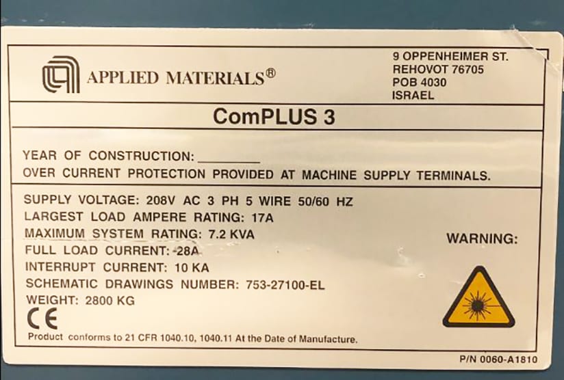 Call for Applied Materials-ComPLUS T 3-Pattern Measurement-56165