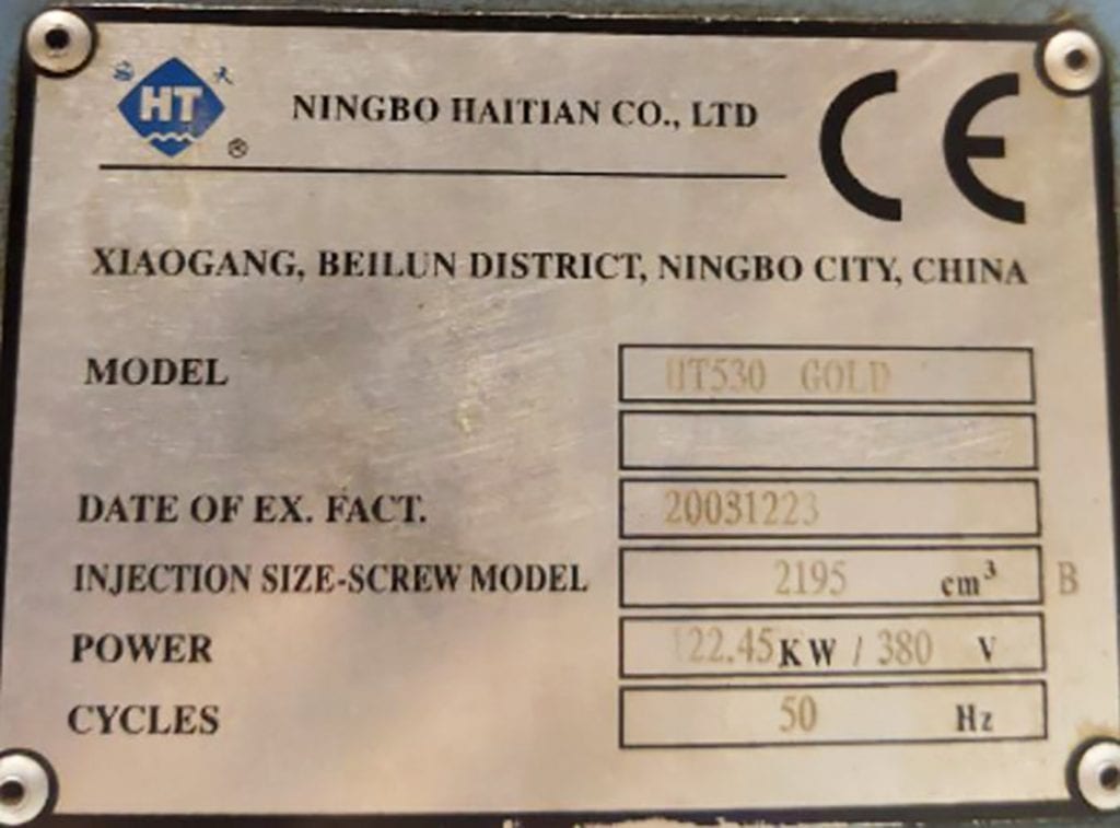 Ningbo Haitian-HT 530 Gold-AIM Molding Machine-56180 For Sale