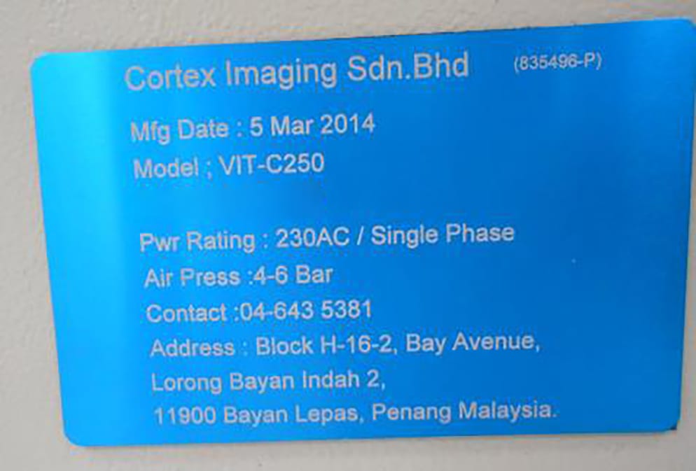 Cortex Imaging VIT C 250 Automatic Visual Inspection 56898 For Sale