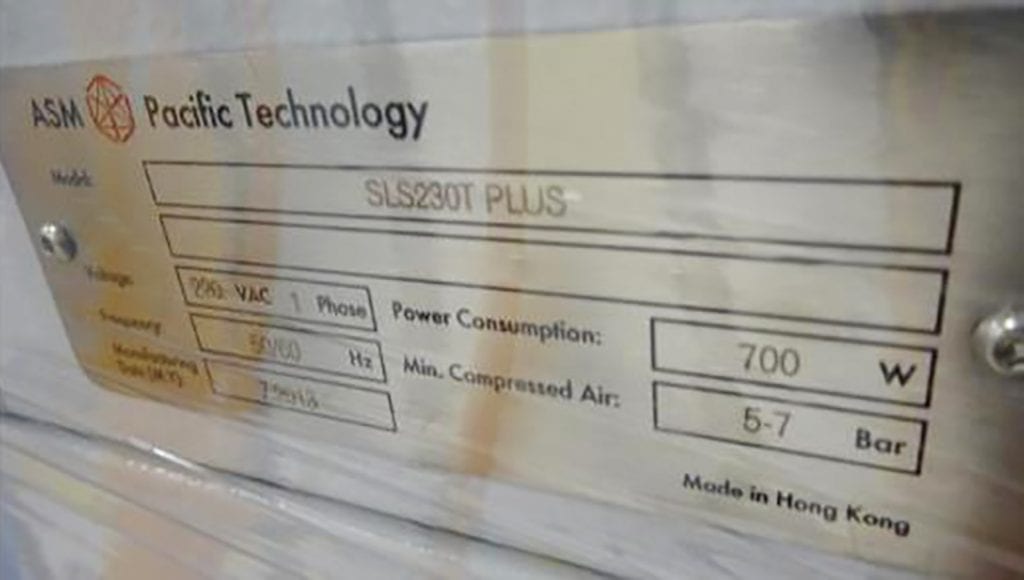 ASM SLS 230 T Plus Testing & Sorting System 56886 For Sale