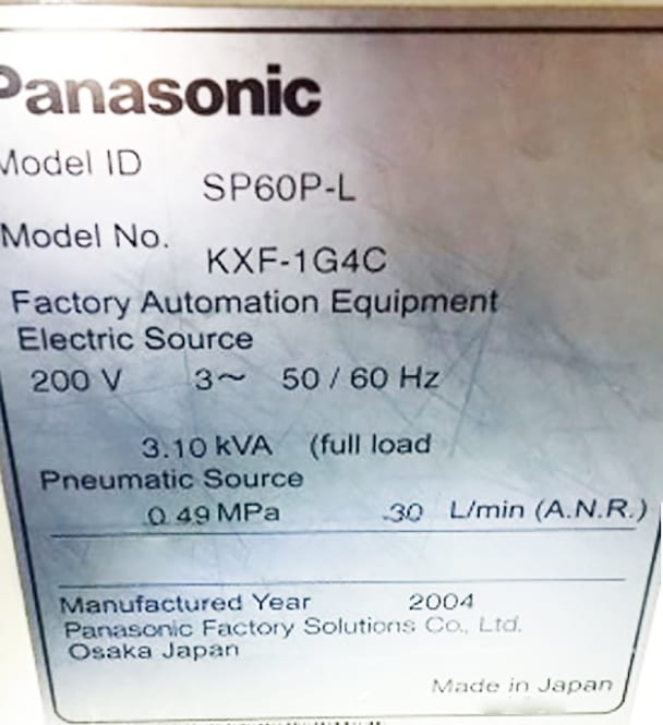 Panasonic -SP 60 P-L KXF-1 G 4 C -Screen Printer -56794 For Sale