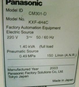 Buy Online Panasonic -CM 301 DKXF - 4 H 4 C -Chip Mounter -56745