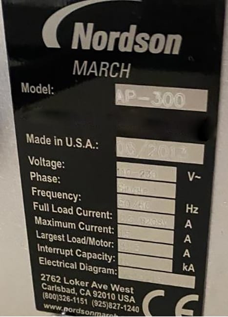 Nordson / March AP 300 Dual Gas Plasma Chamber 57026 Refurbished