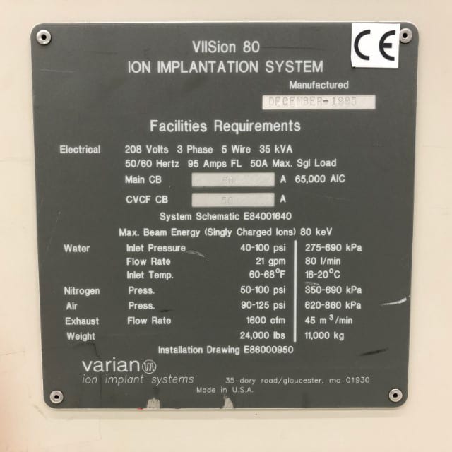 Varian VIISion 80 + HS 31 ION Implantation System 57523 Image 3