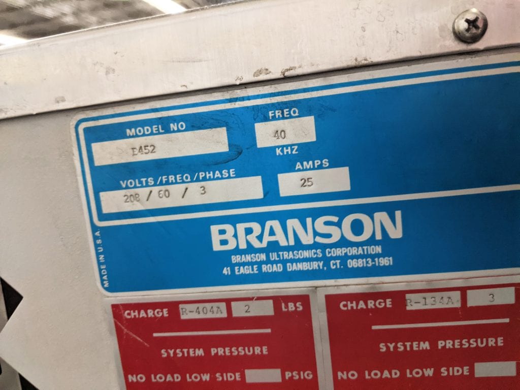 Branson B 452 RS Ultrasonic Vapor Degreaser 57981