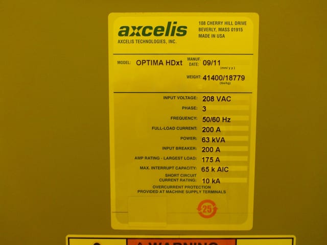 Buy Online Axcelis Optima OHDxT Ion Implanter 57968