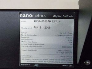 Nanometrics 9010 Mask & Wafer Inspection Machine 59712 Refurbished