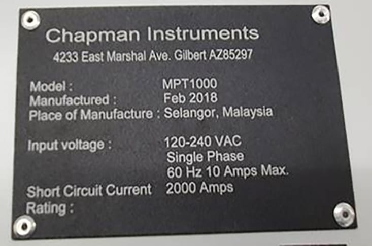 Chapman MPT 1000 Wafer Thickness Measurement System 59812 For Sale