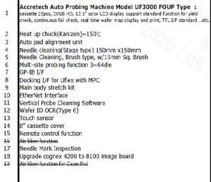 Accretech / TSK  UF 3000  Prober 60109 For Sale