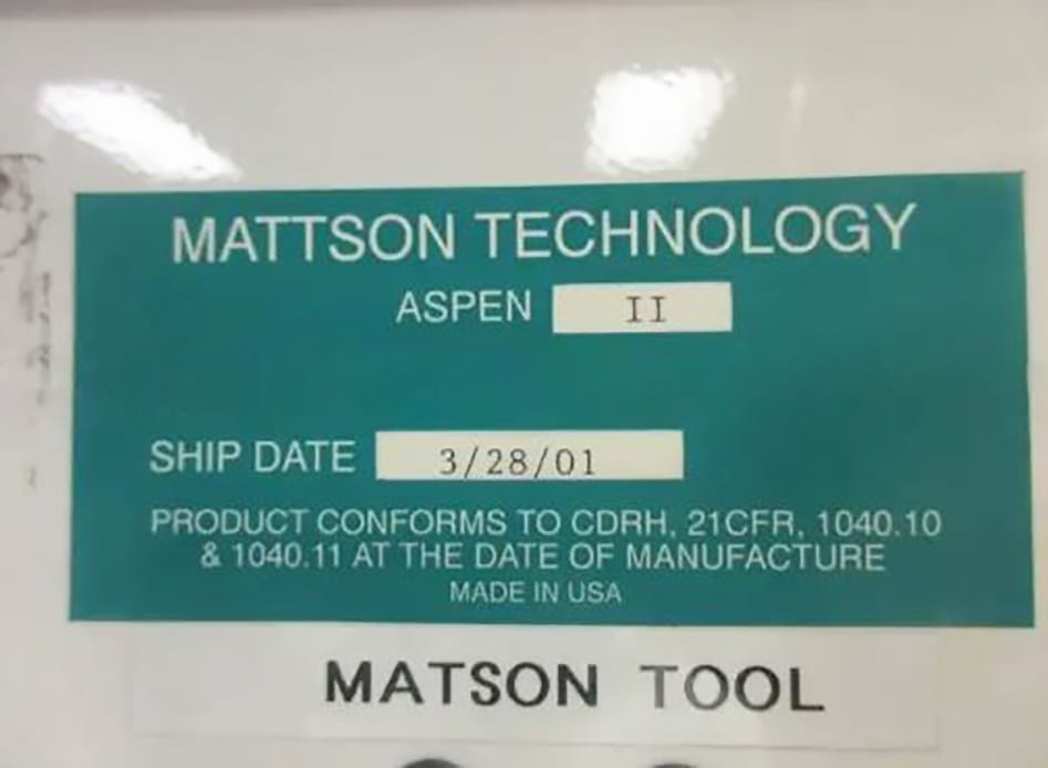 Mattson Technology Aspen II Asher System 60353 Image 2