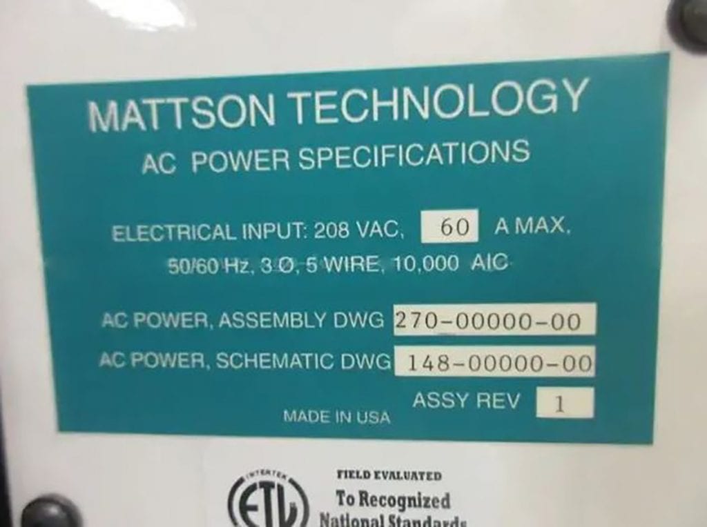 Mattson Technology Aspen II Asher System 60353 Image 1