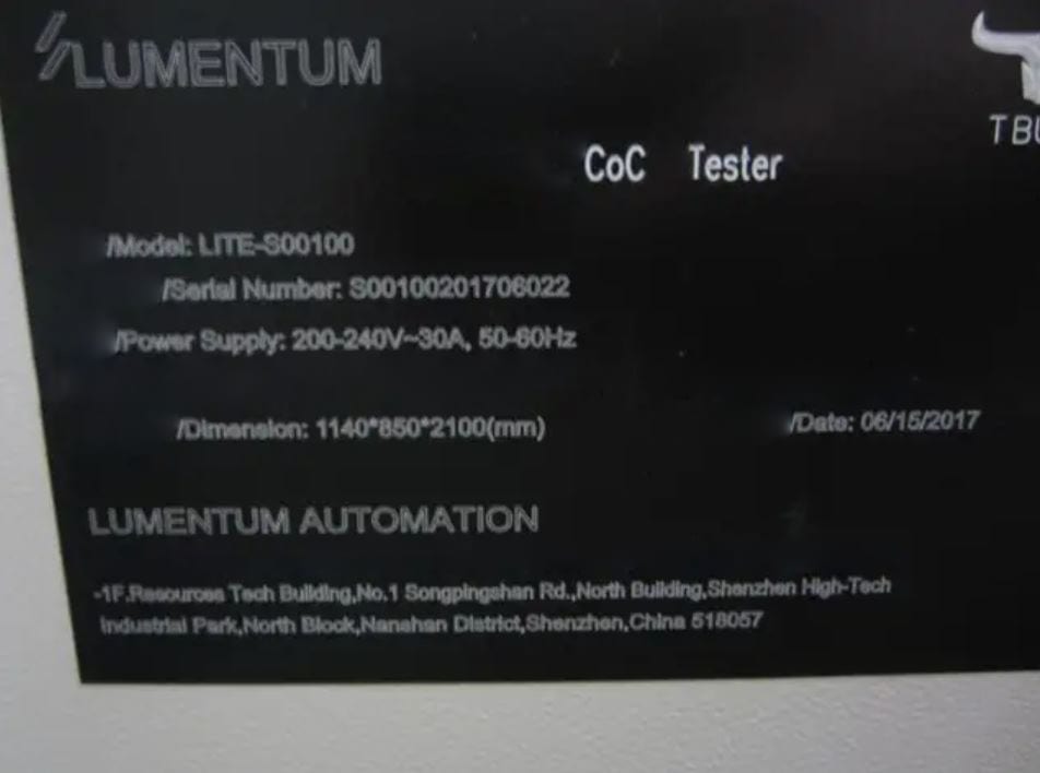 Lumentum LITE S 00100 CoC Tester 60419 Image 3