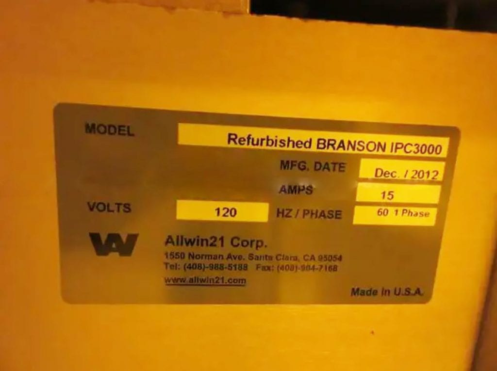 Branson IPC 3000 Plasma Asher 60346 Image 1