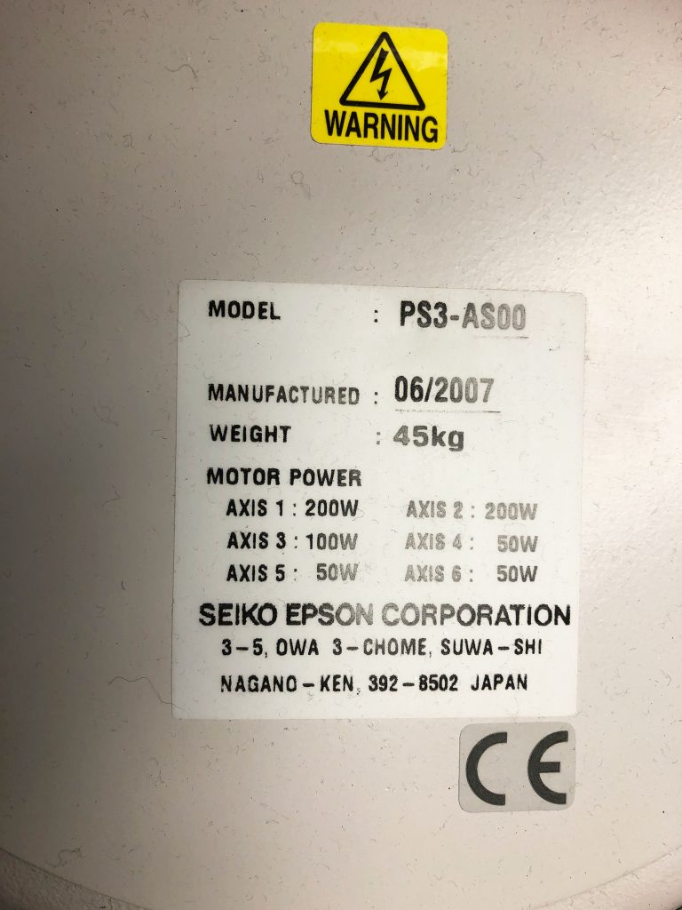 Seiko / Epson PS 3 AS 00 Robot Arm 60872 For Sale