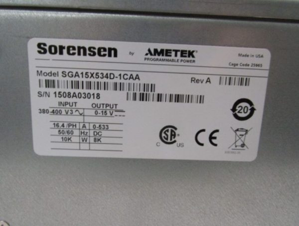 Sorensen / Ametek-SGA 15 X 534 D-1 CAA-Power Supply-62896 Image 1