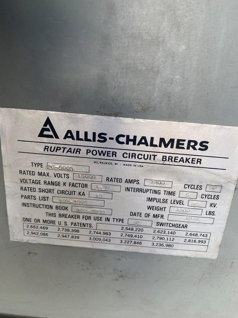 Buy Allis Chalmers Ruptair Power Circuit Breaker 63144