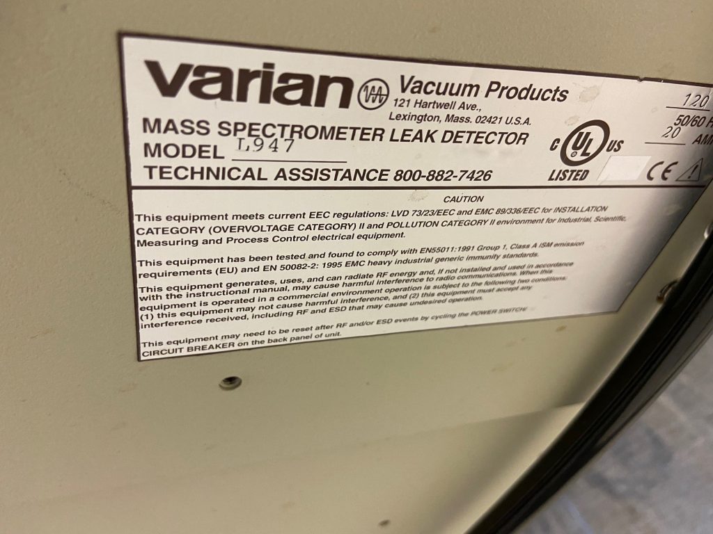 Buy Varian L 947 Mass Spectrometer Leak Detector 64414 Online