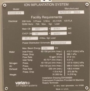 Varian E 500 EHPI Medium Current Implanter 64852 Image 20