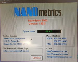 View Nanometrics  Nanospec 8000  Film Thickness Measurement  69756