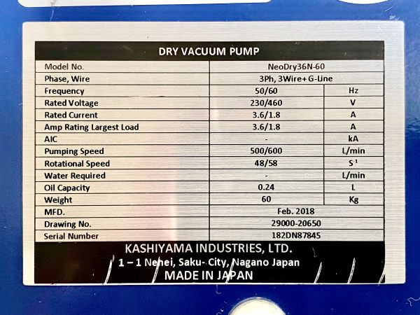 Buy Kashiyama  NeoDry 36 N 60  Dry Vacuum Pump  69963