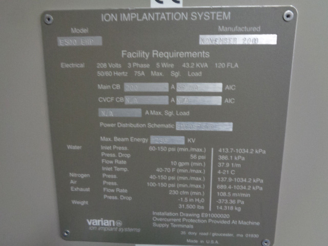 Purchase Varian  E 500 EHP  Ion Implant System  74153