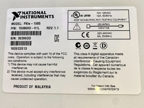 National Instruments  NI PXIe 1085  Interface Chassis  75299 For Sale Online