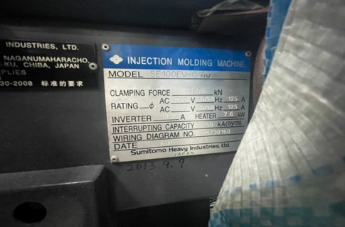 Sumitomo  SE 100 EV  Injection Molding Machine  79114 For Sale